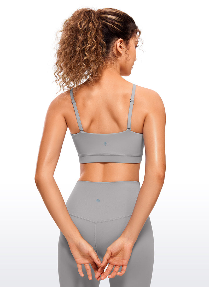 CRZ YOGA Womens Butterluxe  Adjustable Spaghetti Thin Strap Sports Bra Gull Gray